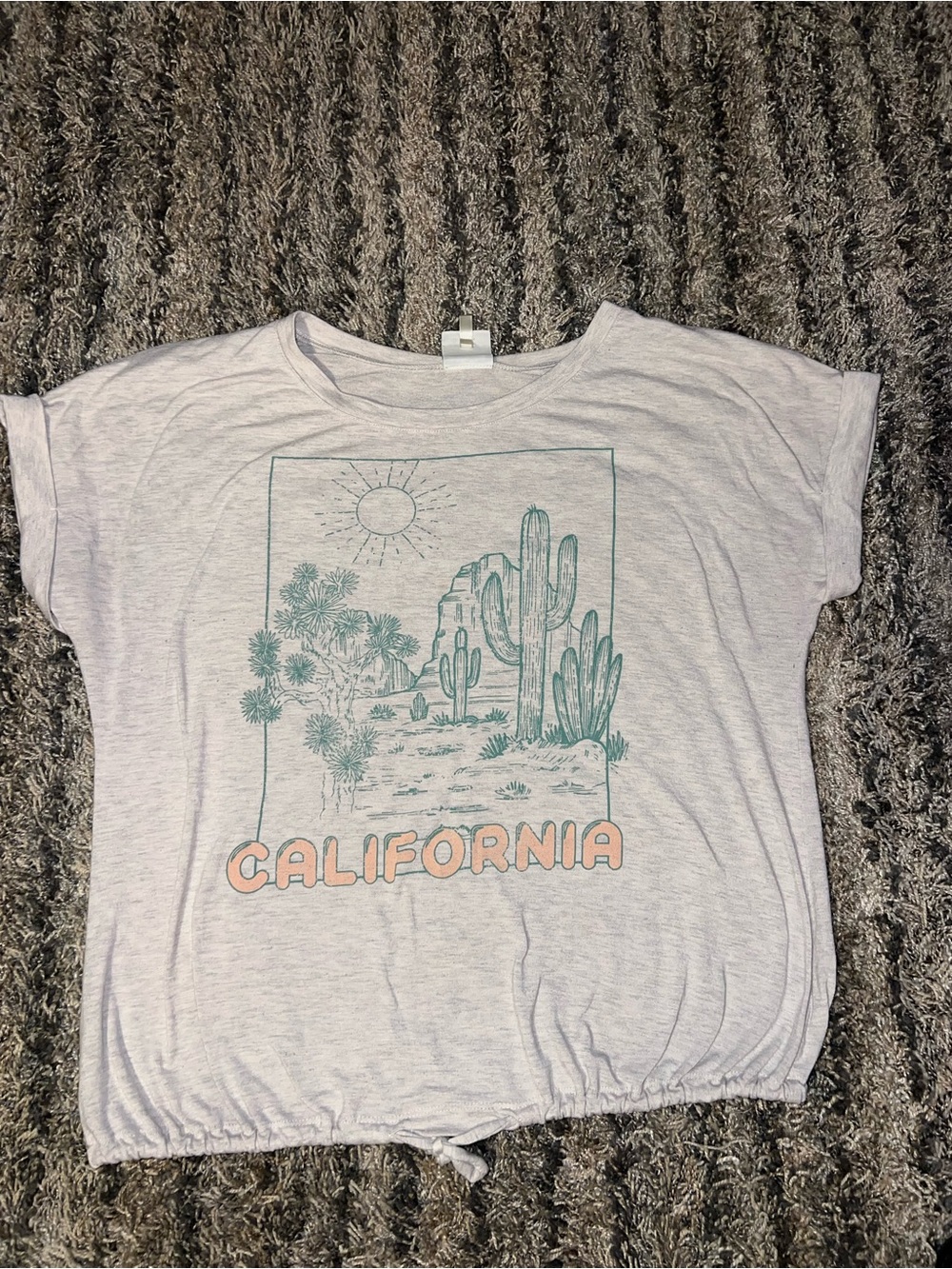 Light Gray California Graphic Tee with Pink Text